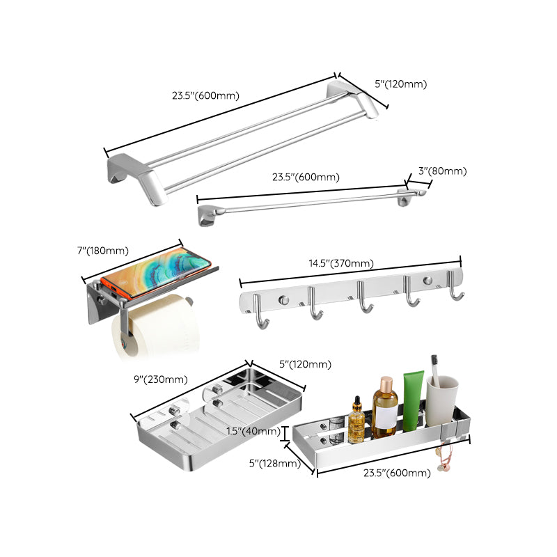 Sandsberg | Silber Badezimmer Zubehör Hardware Set Modernes Badezimmer Zubehör Kit