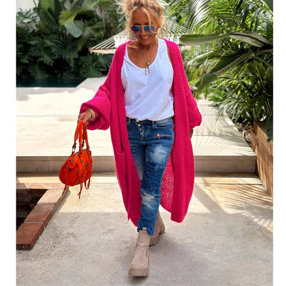 Stylische peace strickjacke