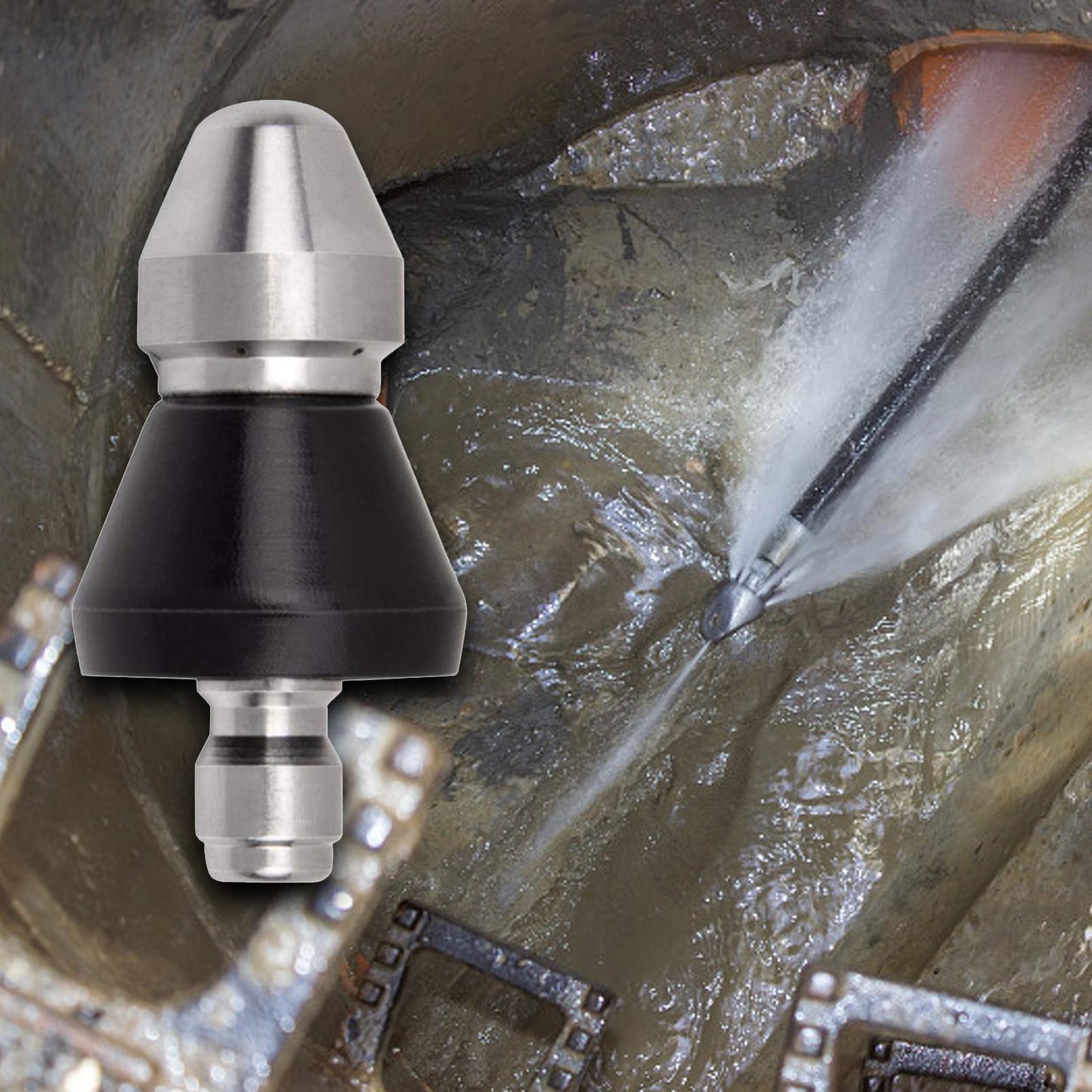 Sandsberg | Hochdruck-Abfluss-Jetting-Düse – Edelstahl-Kanalreinigungs-Sprühgerät für schnelles Rohrfreimachen