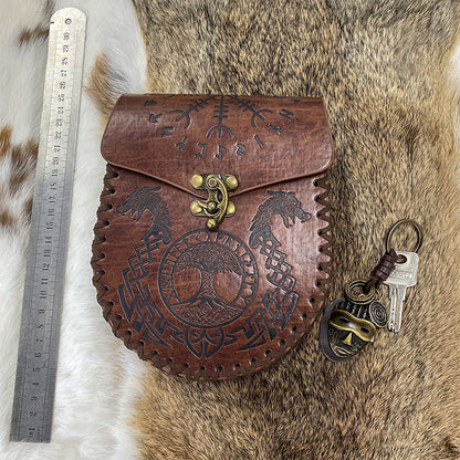 mittelalterliche nordische Gürteltasche aus geprägtem Leder