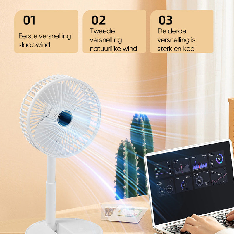 Wiederaufladbarer Faltbarer Teleskop-Tischventilator - Tragbar und Leise für Jede Sommeraktivität