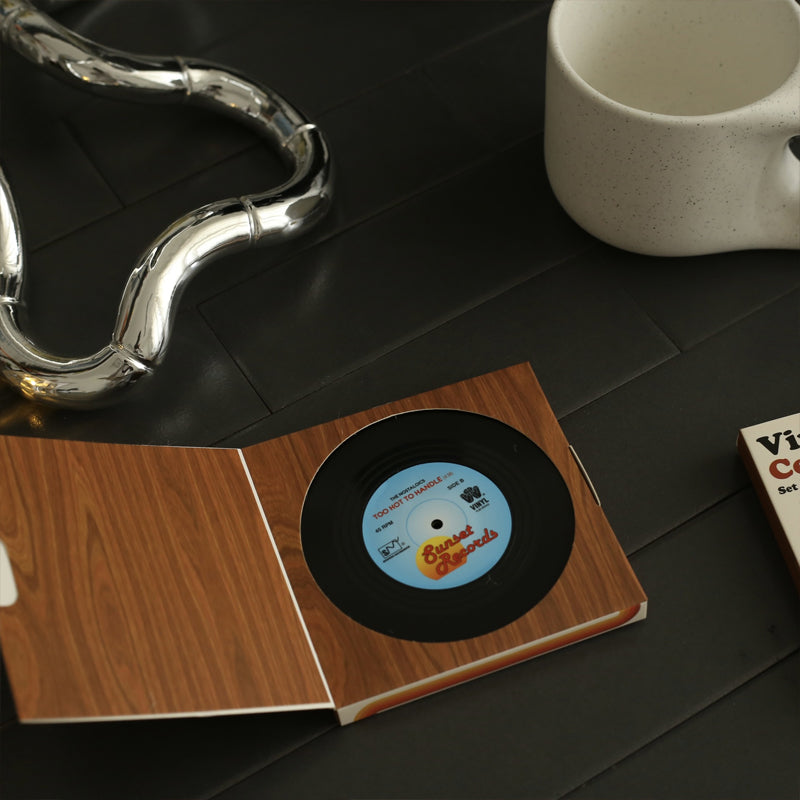 Vinyl-Schallplatten-Untersetzer mit retro Schallplattenspieler-Halter