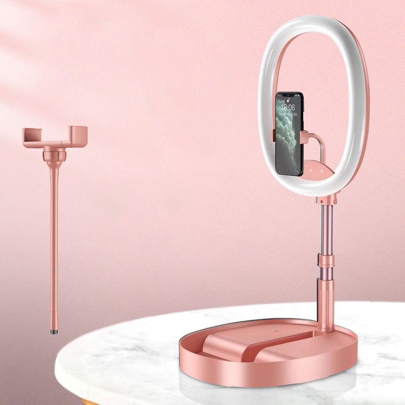 Sandsberg | Faltbarer und verstellbarer Handyhalter mit 10W kabellosem Schnellladen, bis zu 25,8 cm, Lampe, rutschfeste Platte, Mini-Regal, geeignet für Handys und Tablets