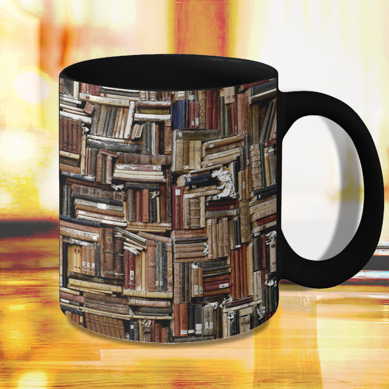 Bookself Keramik-Kaffeetasse – Geschenk für Katzenbuchliebhaber
