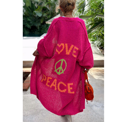 Stylische peace strickjacke