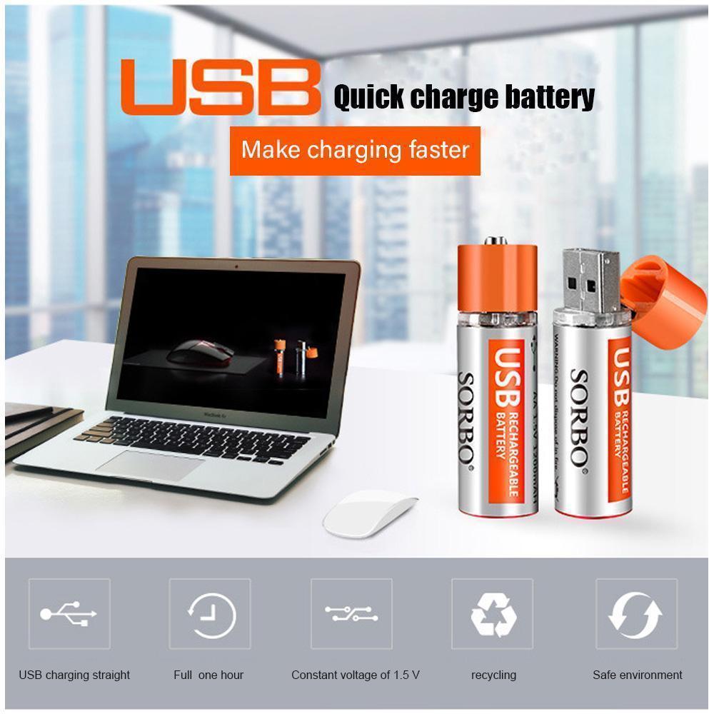 Wiederaufladbare Batterien mit USB-Anschluss aus Lithium.