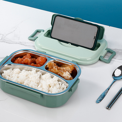 Sandsberg | Lunchbox aus Edelstahl – Innen aus Edelstahl – 3 oder 4 Fächer mit Suppenschüssel – Uhr