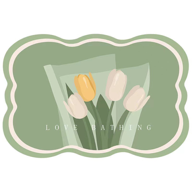Sandsberg | Super absorbierende Blumen-rutschfeste Matte für das Badezimmer