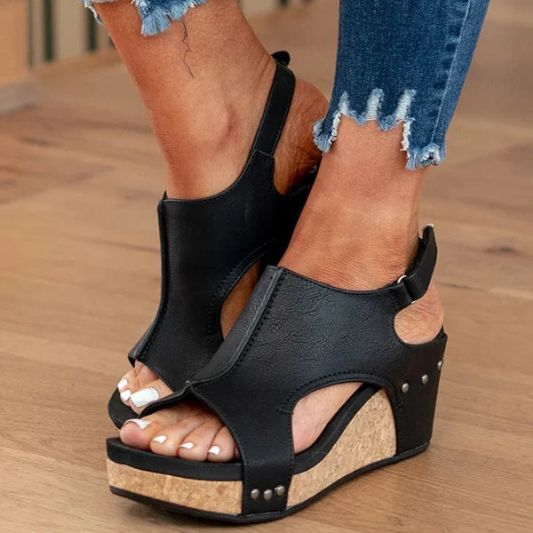 orthopädische Damen-Keilsandalen mit Klettverschluss