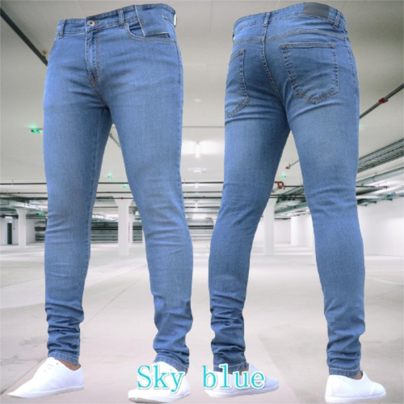 Herrenhose Retro-Waschanlage Reißverschluss Stretch Jeans