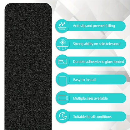 Sandsberg | 10-Pack 6"x24" Anti-Rutsch-Streifen – Robuste Rutschfestigkeit mit 80 Körnungen – Schwarze zuschneidbare Streifen für Treppen, Skateboards und Decksicherheit