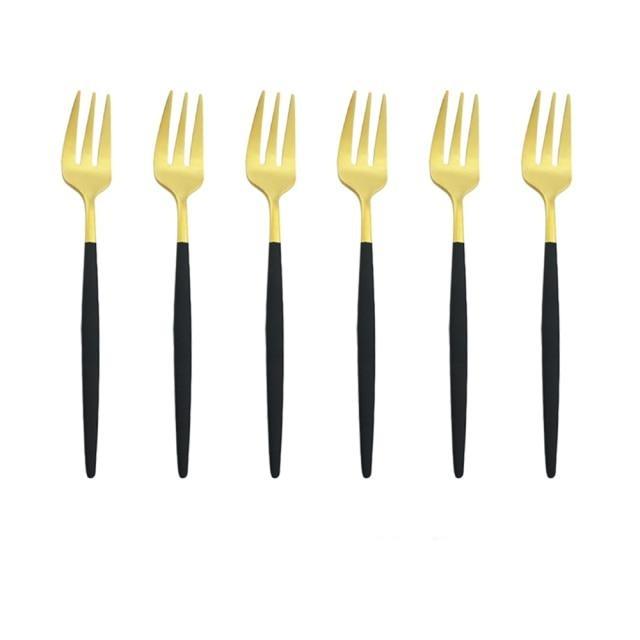 Sandsberg | 6 Stück/Set Gold Gabel Set Tee Kuchen Snackgabel Geschirr Geschirr Sets