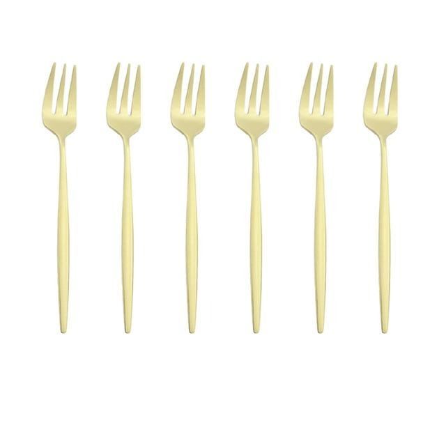 Sandsberg | 6 Stück/Set Gold Gabel Set Tee Kuchen Snackgabel Geschirr Geschirr Sets
