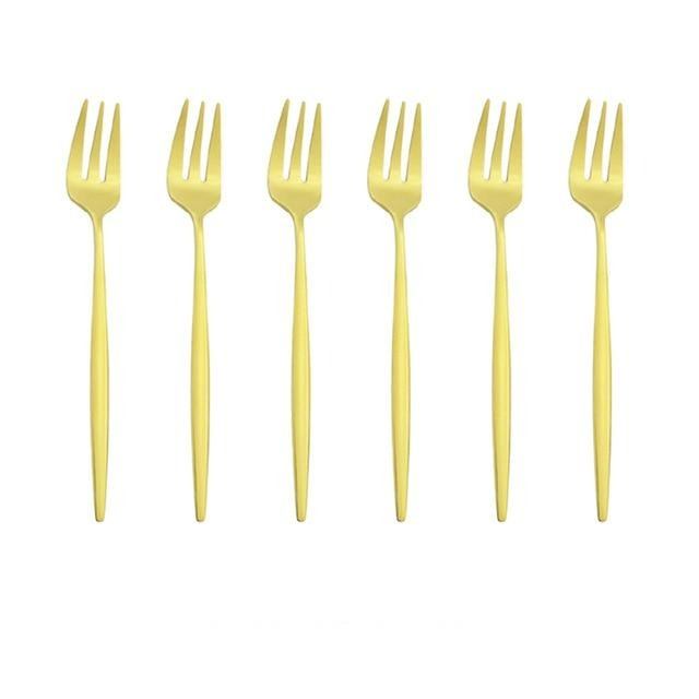 Sandsberg | 6 Stück/Set Gold Gabel Set Tee Kuchen Snackgabel Geschirr Geschirr Sets