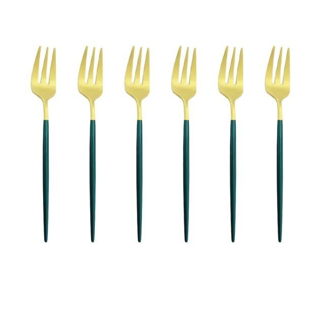 Sandsberg | 6 Stück/Set Gold Gabel Set Tee Kuchen Snackgabel Geschirr Geschirr Sets