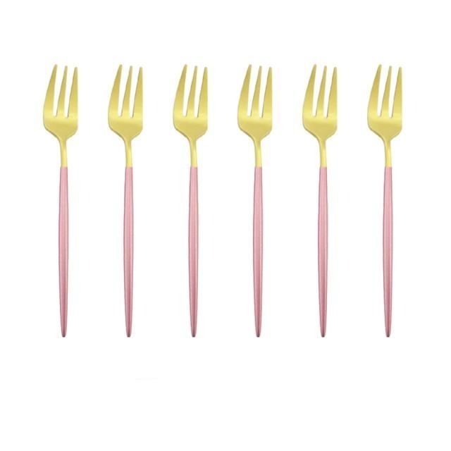 Sandsberg | 6 Stück/Set Gold Gabel Set Tee Kuchen Snackgabel Geschirr Geschirr Sets