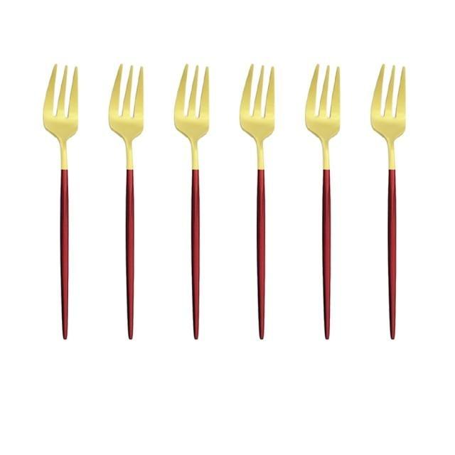 Sandsberg | 6 Stück/Set Gold Gabel Set Tee Kuchen Snackgabel Geschirr Geschirr Sets