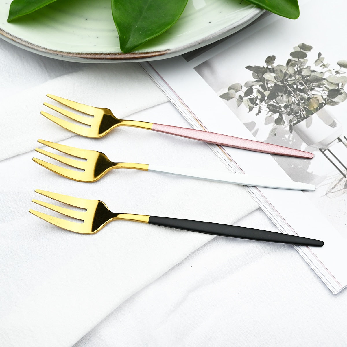 Sandsberg | 6 Stück/Set Gold Gabel Set Tee Kuchen Snackgabel Geschirr Geschirr Sets
