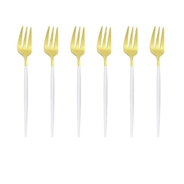 Sandsberg | 6 Stück/Set Gold Gabel Set Tee Kuchen Snackgabel Geschirr Geschirr Sets