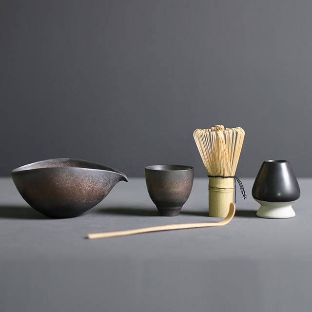 Premium Matcha Tee Zeremonie Set – Bambus Besen & Keramikschüssel