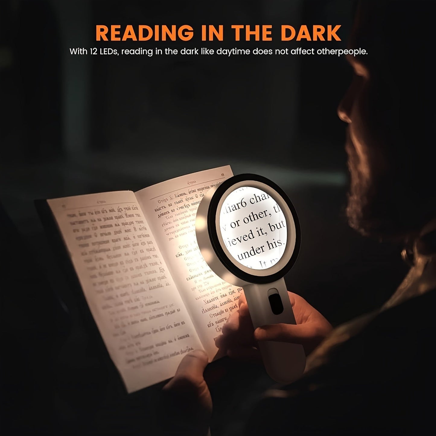 30X Hochleistungs-Handheld-Lupe mit LED-Lichtern - Batteriebetriebene beleuchtete Lupe zum Lesen, für Münzen, Schmuck und Senioren mit Makuladegeneration