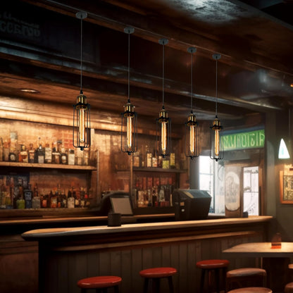 Sandsberg | Industrielle Pendelleuchte im Retro-Design – Vintage Hängelampe mit Metallgitter