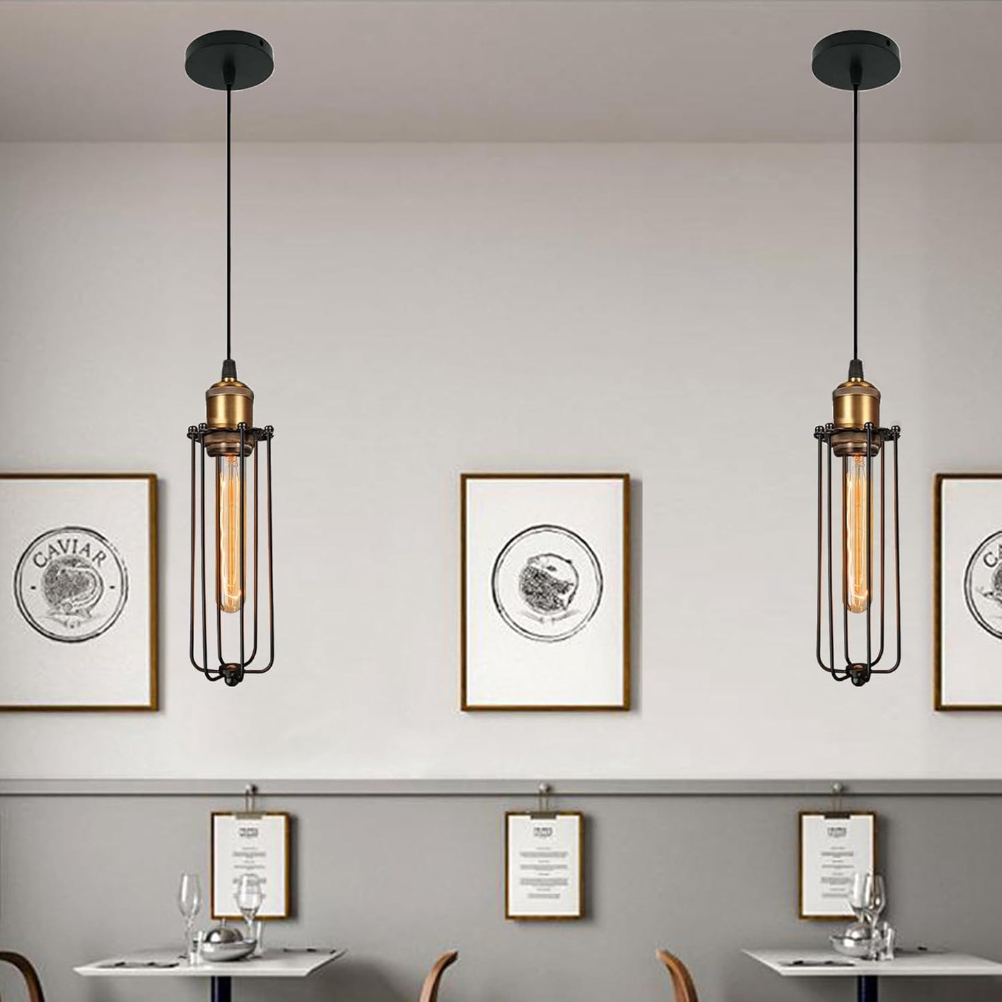 Sandsberg | Industrielle Pendelleuchte im Retro-Design – Vintage Hängelampe mit Metallgitter