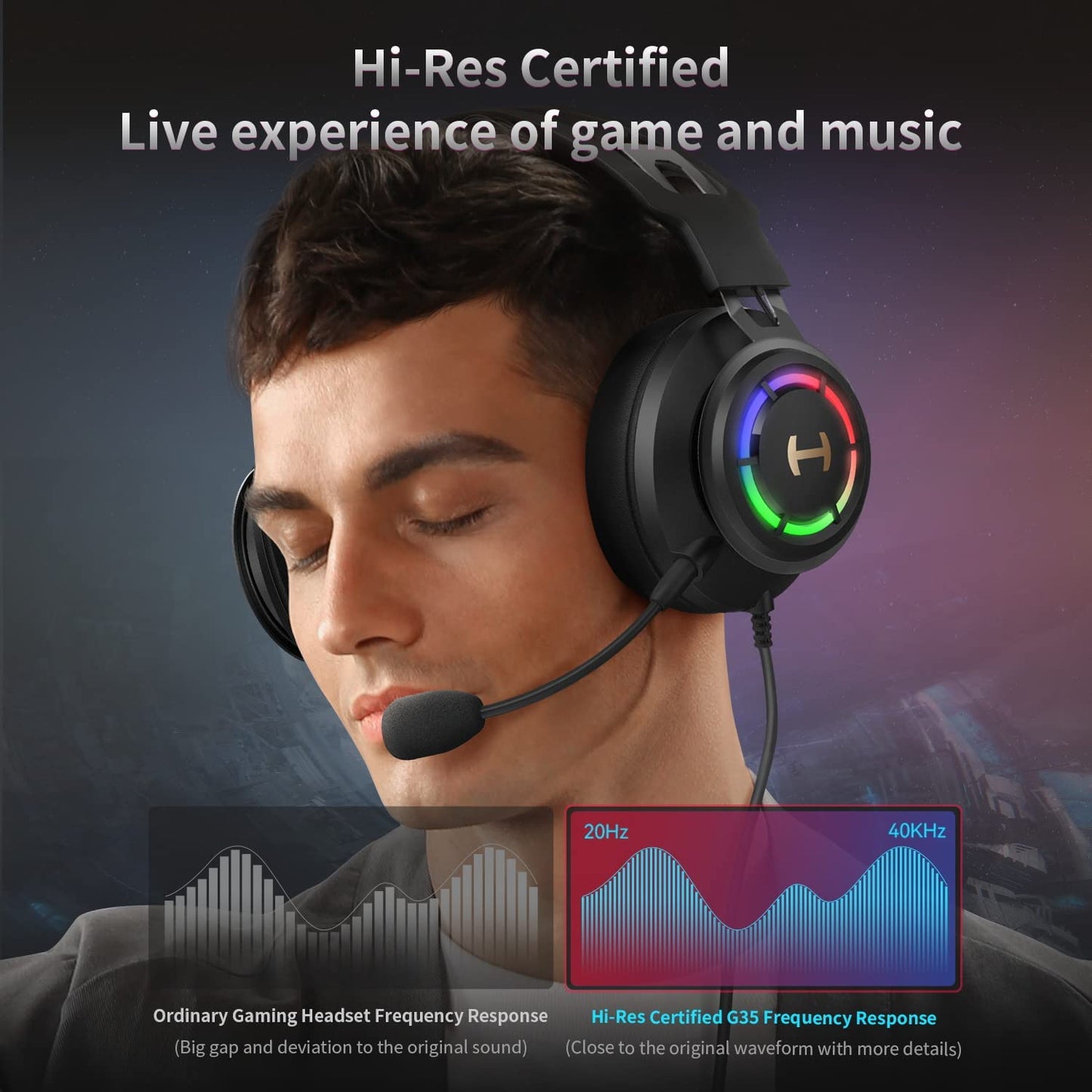 PC Gaming Headset Hi-Res Soundqualität USB Over-Ear Kopfhörer