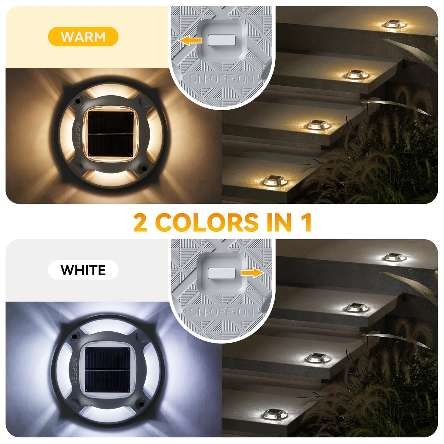 Sandsberg | Agptek Solarbetriebene Einfahrtbeleuchtung 12er Pack, wasserdichte LED-Weg- & Docklichter, warm & weiß