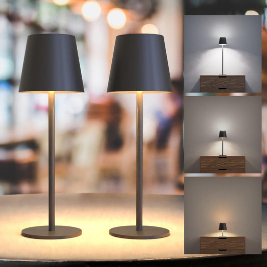 Sandsberg | Superdanny Wireless Tischlampen, 3 Höhen & Farben, Dimmbar, 2er Pack, Aufladbares LED Licht