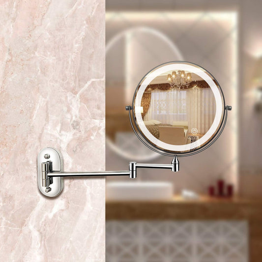 Sandsberg LED Vergrößerungsspiegel | Wiederaufladbar | Kosmetik & Badezimmer | Chrom Silber
