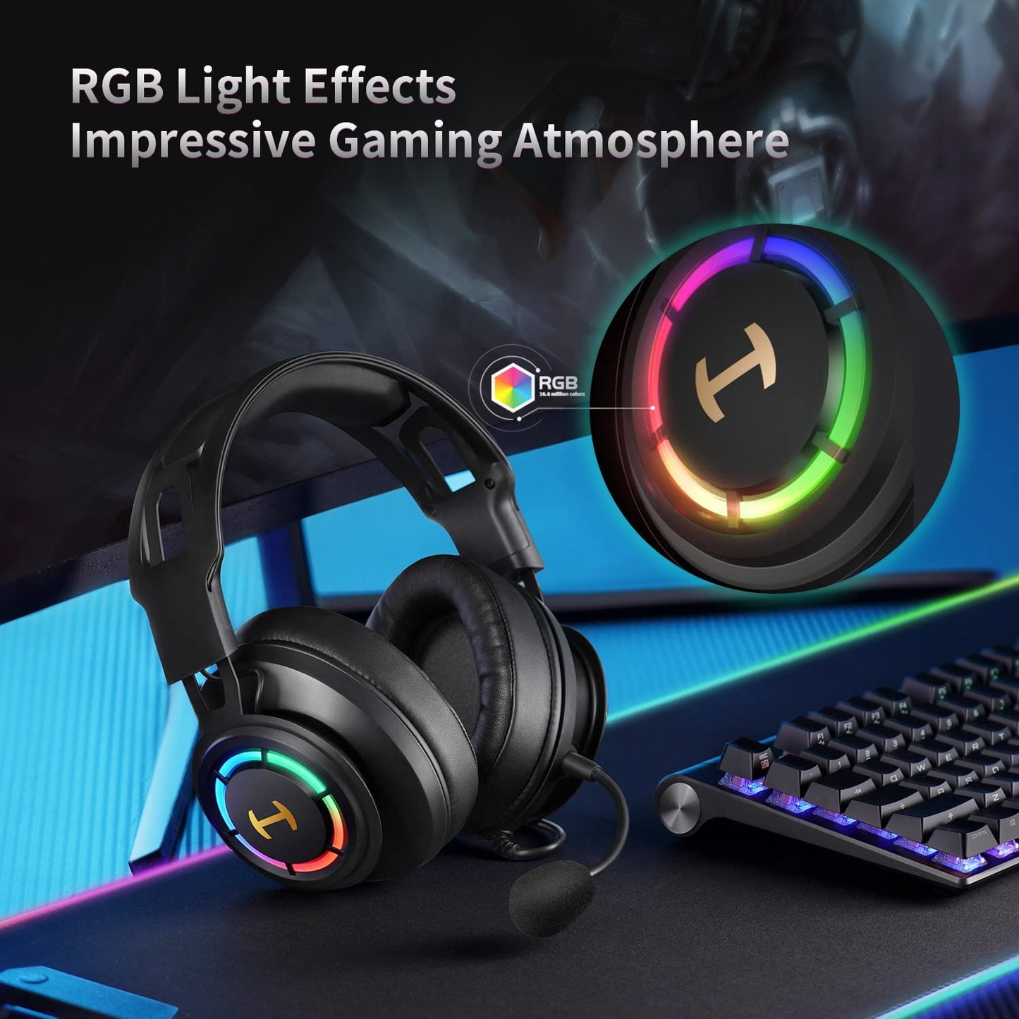 PC Gaming Headset Hi-Res Soundqualität USB Over-Ear Kopfhörer