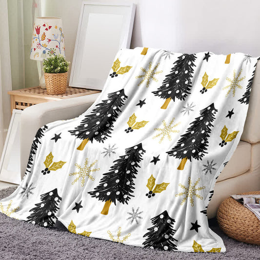 Leichte Flanelldecke mit Weihnachtsbaum und Schneeflocke