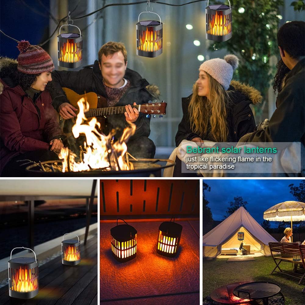 Sandsberg | Solar LED Flammenlaterne – Dekorative Außenbeleuchtung für Garten und Terrasse mit Hängemöglichkeit