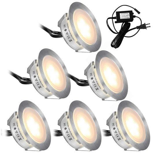Sandsberg | Smy Lighting 6er-Pack LED Deck Lights, wasserdicht IP67, warmweiß, rostfreier Stahl, Niederspannung