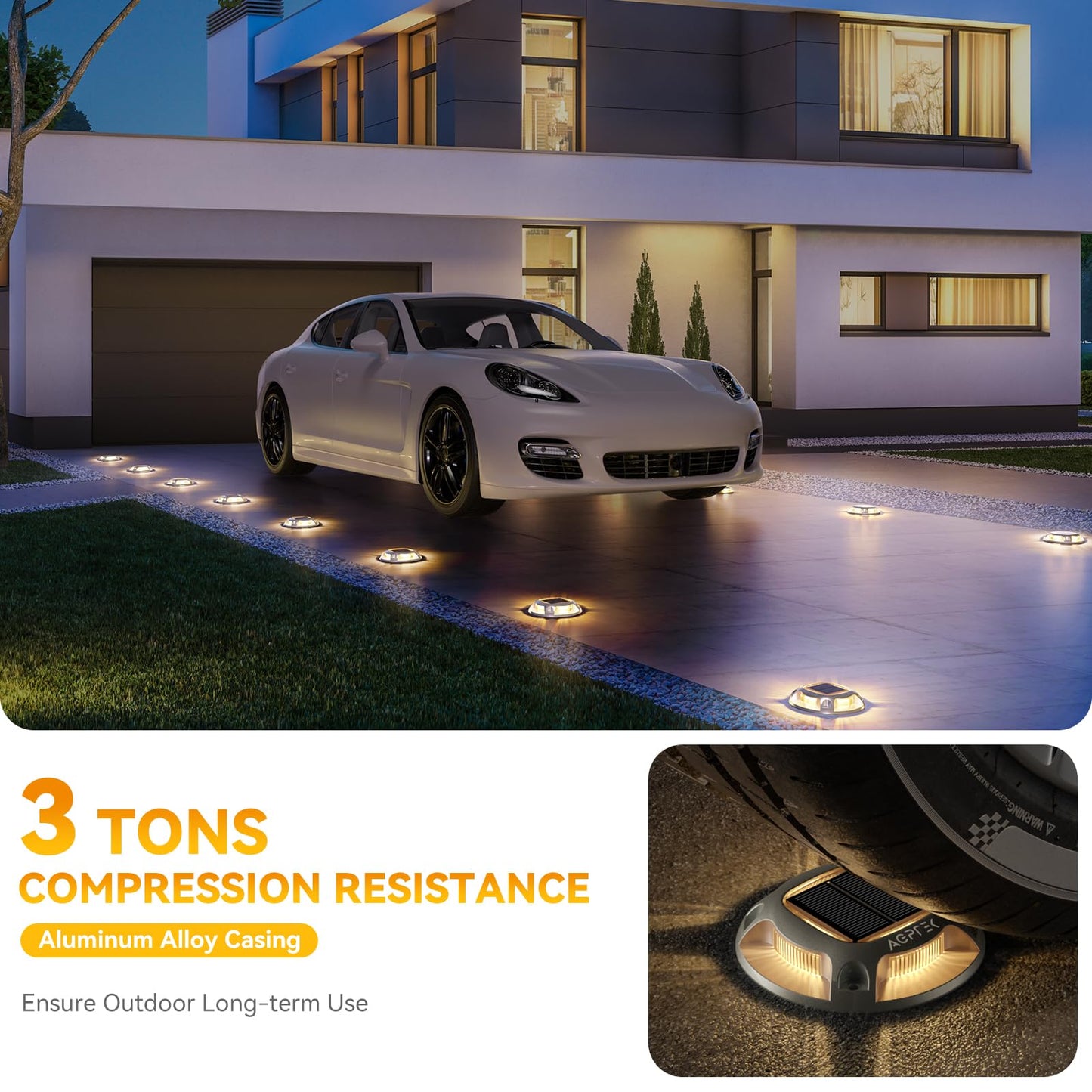 Sandsberg | Agptek Solarbetriebene Einfahrtbeleuchtung 12er Pack, wasserdichte LED-Weg- & Docklichter, warm & weiß