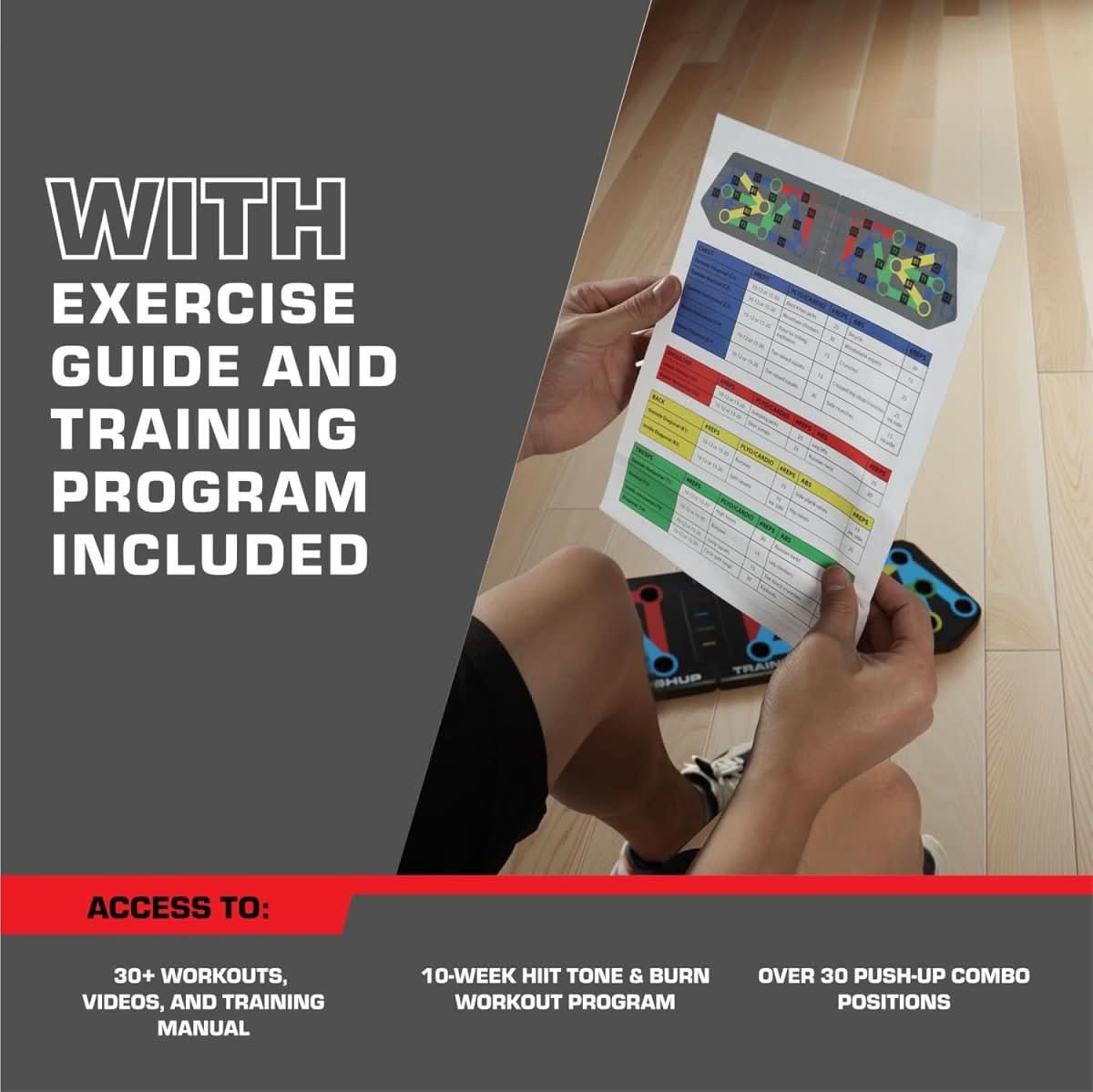 Sandsberg | Faltbares Liegestützbrett mit 30 Trainingspositionen für gezieltes Muskeltraining