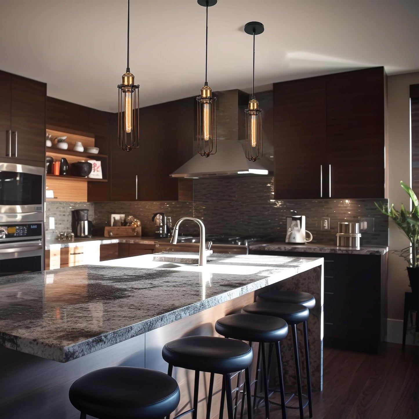 Sandsberg | Industrielle Pendelleuchte im Retro-Design – Vintage Hängelampe mit Metallgitter