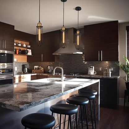 Sandsberg | Industrielle Pendelleuchte im Retro-Design – Vintage Hängelampe mit Metallgitter