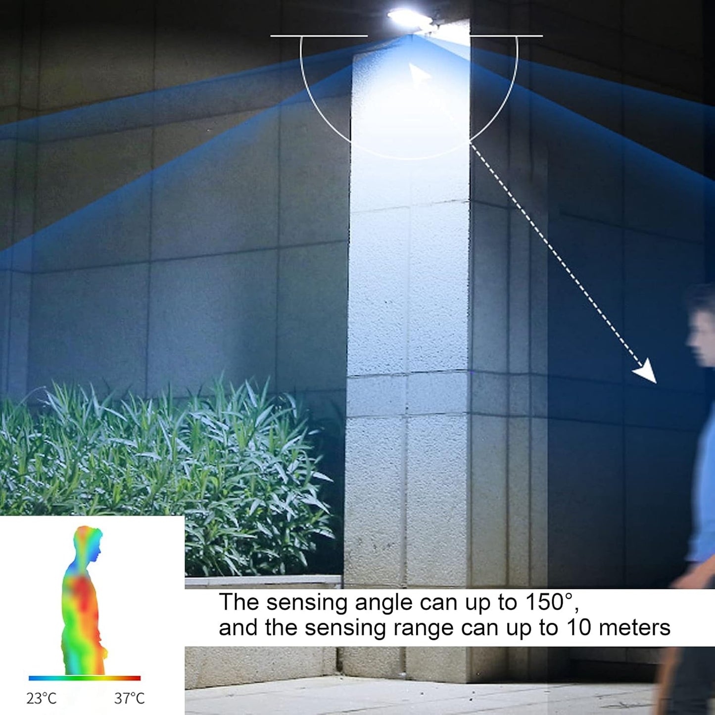 Sandsberg | Solar Wandleuchte mit Bewegungsmelder – LED Außenbeleuchtung für Garten & Terrasse