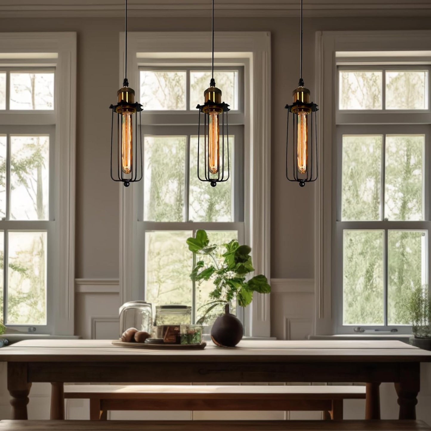 Sandsberg | Industrielle Pendelleuchte im Retro-Design – Vintage Hängelampe mit Metallgitter