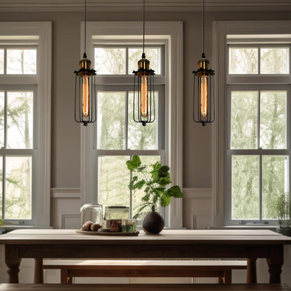 Sandsberg | Industrielle Pendelleuchte im Retro-Design – Vintage Hängelampe mit Metallgitter