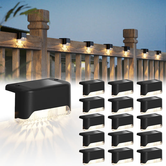Sandsberg | 16er Pack Solar Deck Lights - Wasserdichte LED-Zaunlichter für Garten, Terrasse, Treppen, Schwarz
