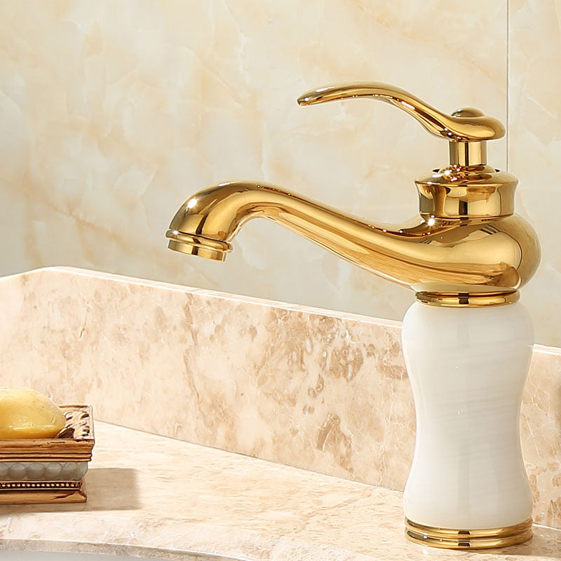 Sandsberg | Deck Mounted Copper Tub Faucet Low Arc Roman Tub Faucet Set with Jade