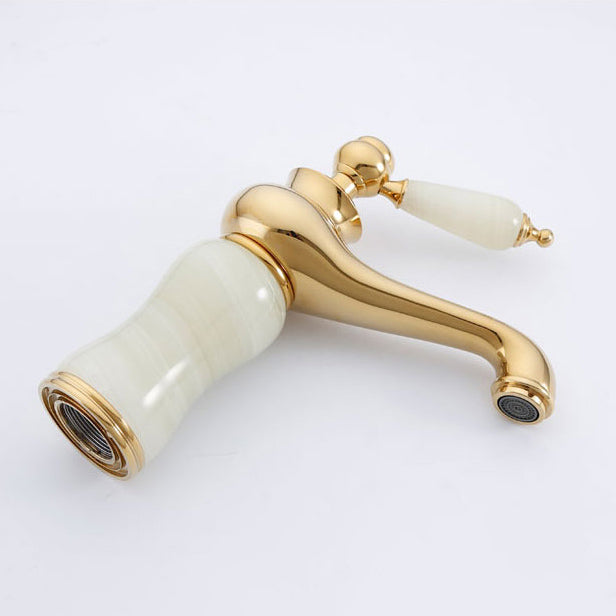 Sandsberg | Deck Mounted Copper Tub Faucet Low Arc Roman Tub Faucet Set with Jade