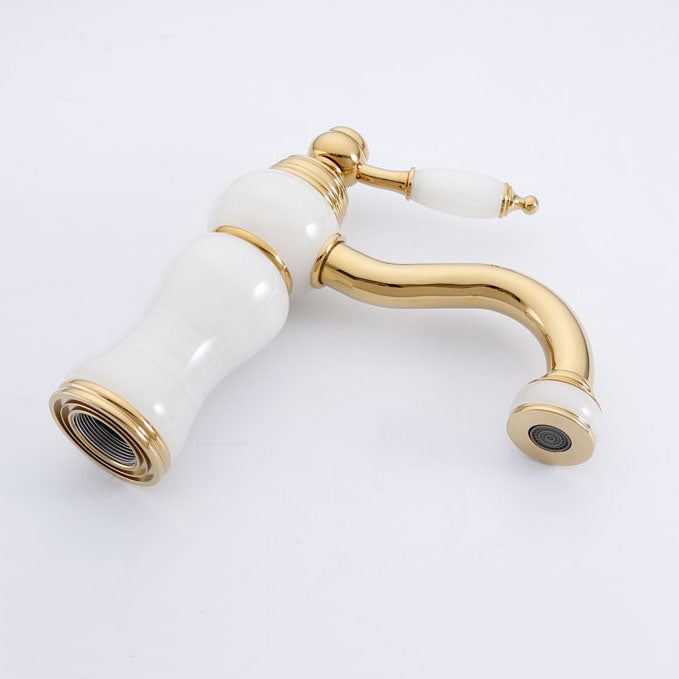 Sandsberg | Deck Mounted Copper Tub Faucet Low Arc Roman Tub Faucet Set with Jade