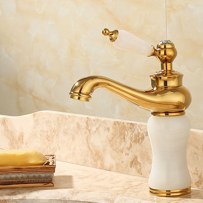 Sandsberg | Deck Mounted Copper Tub Faucet Low Arc Roman Tub Faucet Set with Jade