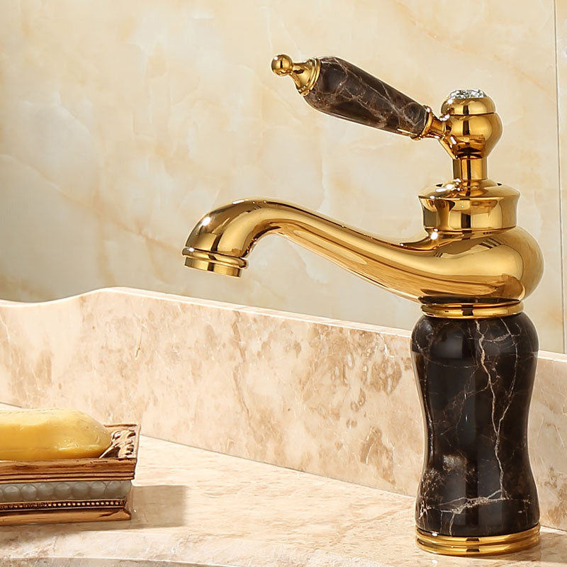 Sandsberg | Deck Mounted Copper Tub Faucet Low Arc Roman Tub Faucet Set with Jade