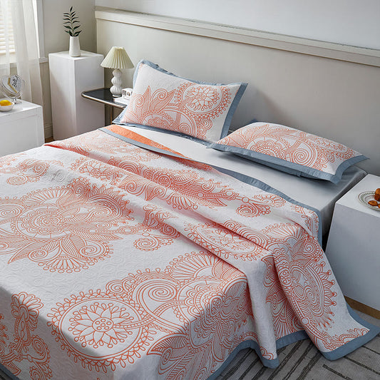 Leichte Wendesteppdecke aus Baumwolle mit Sonnenblumen-Jacquardmuster