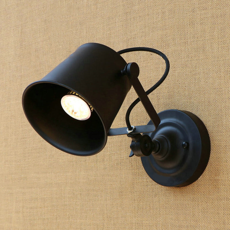 Antik Stil Eimer Wandlicht Wandleuchte 1 Licht Eisen Verstellbare Wandmontierte Lampe in Schwarz/Grau für Außenbereich
